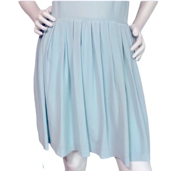 Babaton Aritzia Light Blue 100% Silk Fit and Flare Sleeveless Dress Size 6 - Picture 3 of 8